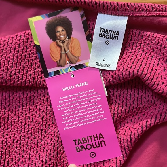 NWT Tabitha Brown Fuscia French Cut High Waist Cheeky Swim Bottoms Sz. L (12-14) - Picture 3 of 5